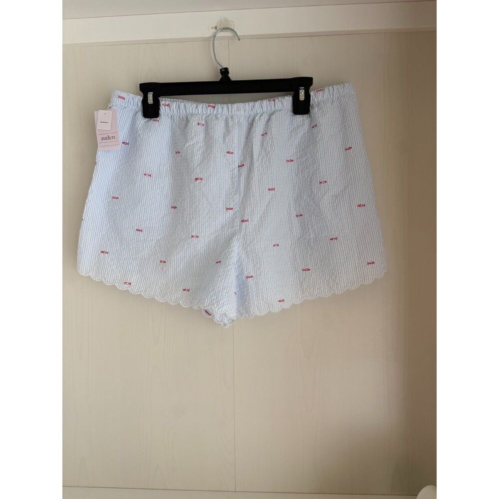 Auden Y2K Blue Striped Fish Pajama Shorts L